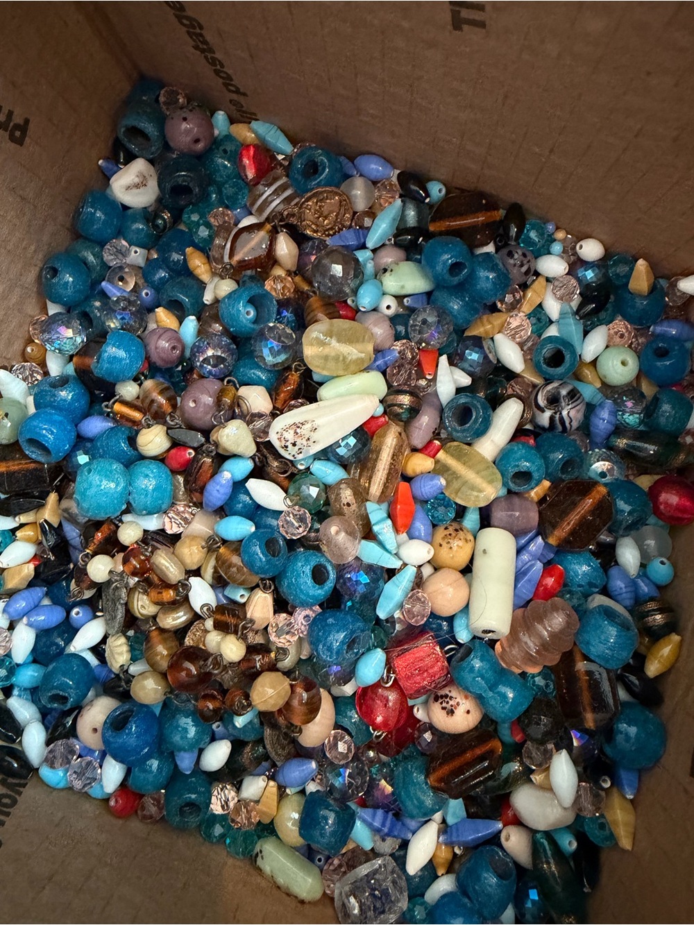 Assorted Blue and Multi-Colored Glass Beads Mix for Jewelry Making